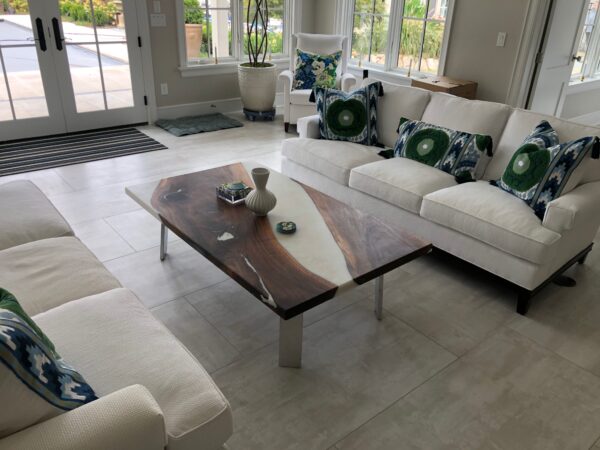 Signature PE03-Black Walnut White Epoxy Living Room Table