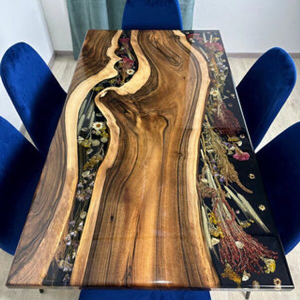 Modern PE01-Walnut epoxy dining table - 图片 2