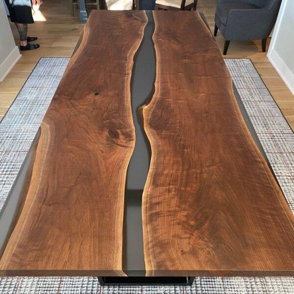Classic PE07-Black Walnut Epoxy River Dining Table - 图片 3