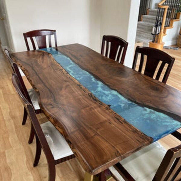 Modern PE07-Black Walnut Wood Epoxy River Big Conference table - 图片 4