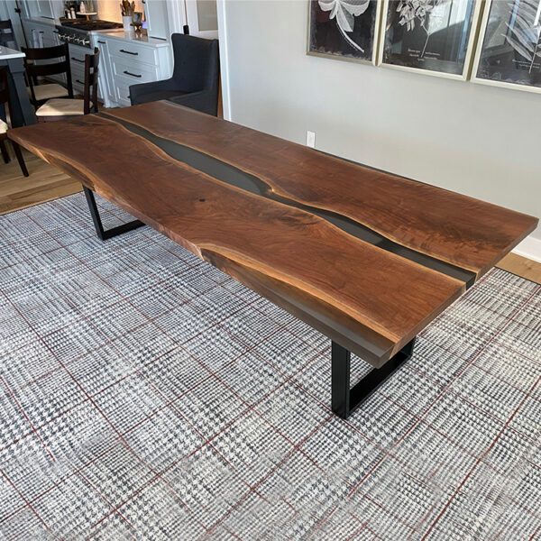Classic PE07-Black Walnut Epoxy River Dining Table - 图片 2