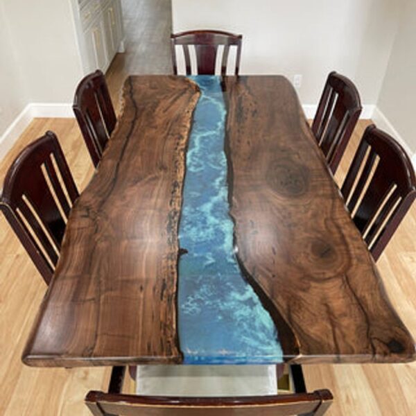 Modern PE07-Black Walnut Wood Epoxy River Big Conference table - 图片 3