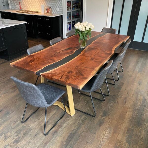 Classic PE07-Black Walnut Epoxy River Dining Table
