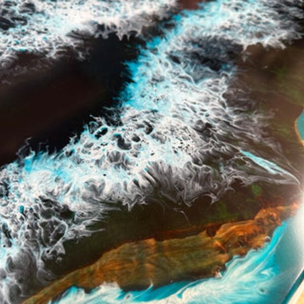 Modern PE02-Rectangular Epoxy Table with Ocean Wave - 图片 5