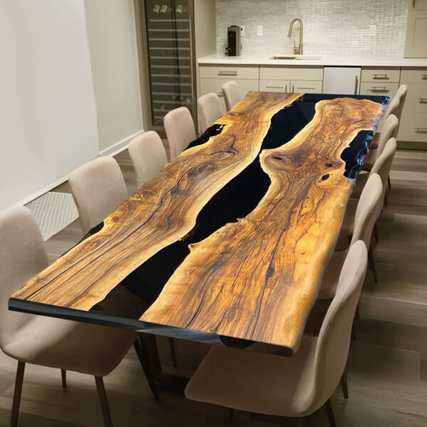 Designer PE10-Custom Black Walnut Epoxy Resin Dining Table - 图片 2