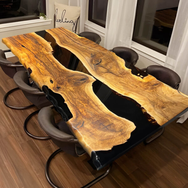 Designer PE10-Custom Black Walnut Epoxy Resin Dining Table