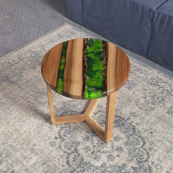 Designer PE01-Round Epoxy Coffee Table with Moss - 图片 2