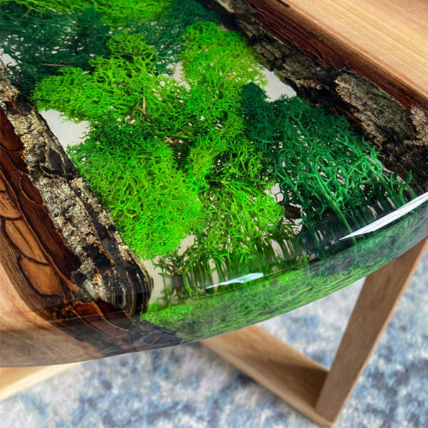 Designer PE01-Round Epoxy Coffee Table with Moss - 图片 4